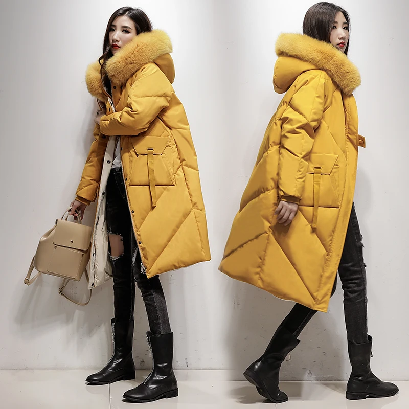 LYNETTE'S CHINOISERIE Winter Original Design Women Brief Loose X-long Hooded White Duck Down Coat Jackets Outerwear