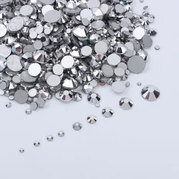 

Super Shiny Nail art Rhinestones SS3-SS30 1200pcs Mine Silver Mix size 3D Hot-Fix FlatBack Nail Art Decorations Free shipping