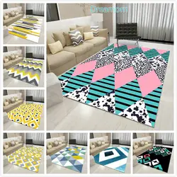 Новая мода с геометрическим принтом фланель коврик и ковер для Гостиная Противоскользящие коврики Спальня ковры диван стол пол коврики