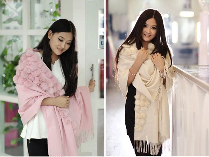 winter scarf women real fur shawls (32)