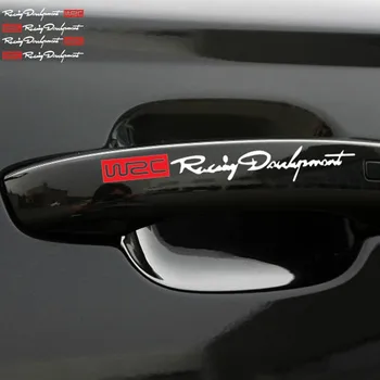 

4 x Newest WRC Car Door Handle Stickers and decals Reflective Rally Car Stickers for toyota skoda kia lada opel Car Styling