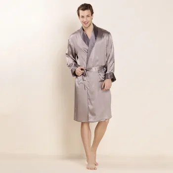 

2019 New Design Male Silk Long-Sleeve Kimono Sleepwear 100% Silk High Quality Sexy Men Bathing Robe Dressing Gown M401201