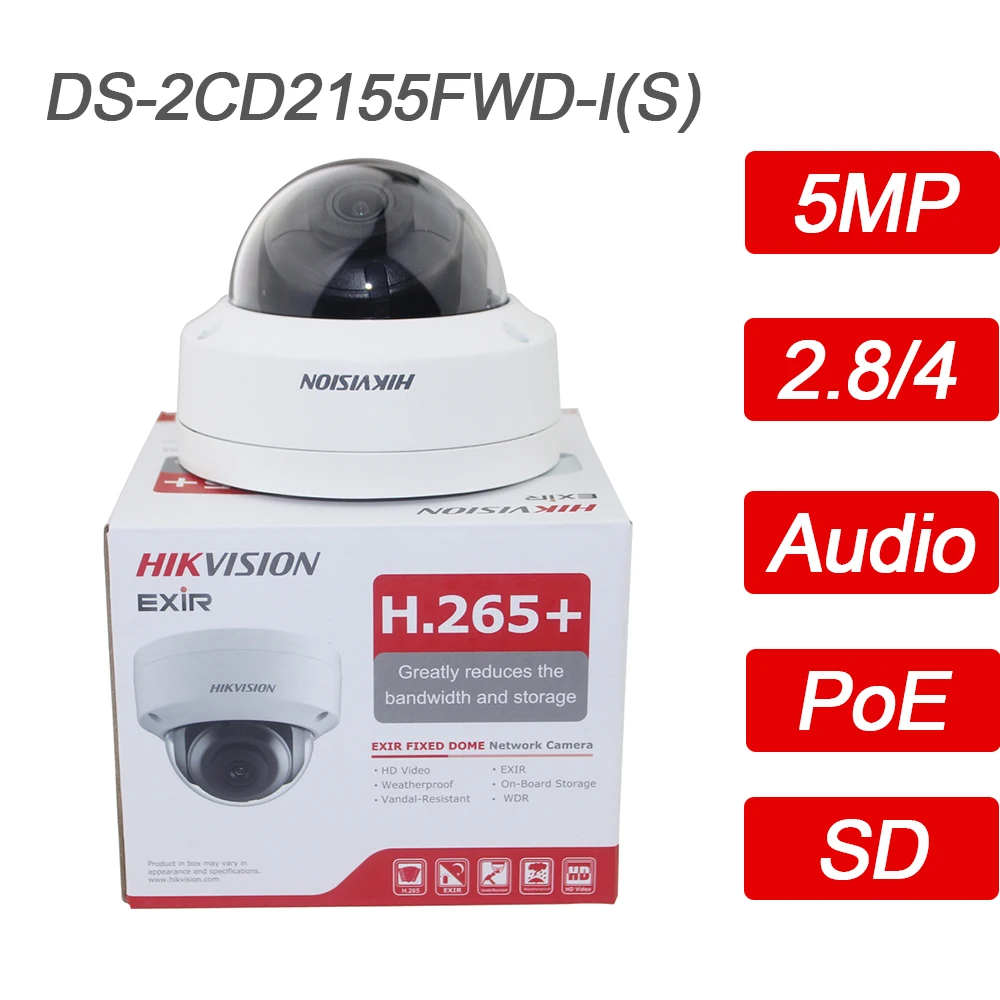 

Hikvision 5MP Dome IP Camera PoE Onvif With Audio Home/Outdoor CCTV Security Surveillance Night Vision DS-2CD2155FWD-I(S)