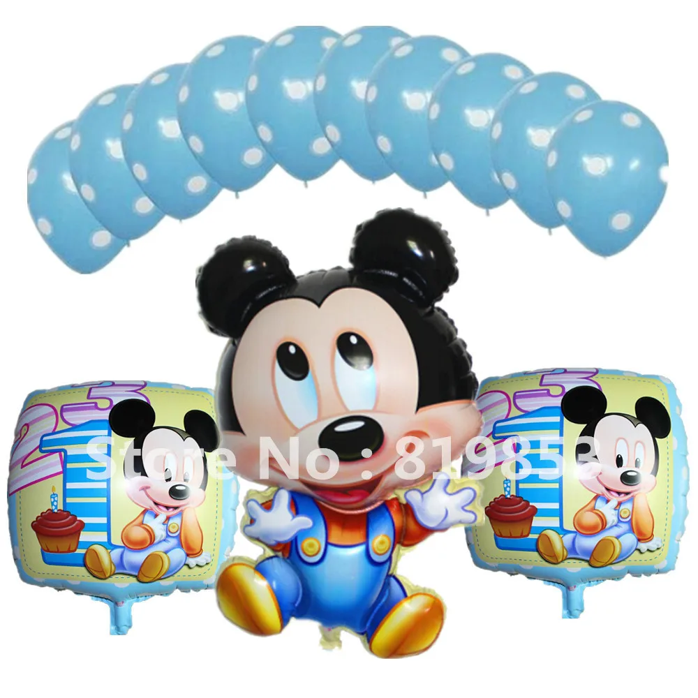 Enajenar Mensajero congelador 13 Unids Tema de Dibujos Animados Bebé Mickey Mouse Globos Foil Globo de  Helio Decoraciones de la Fiesta de Cumpleaños Globos de Látex de Puntos  Azules Niños Juguetes|foil balloon birthday party|balloons birthdayballoon