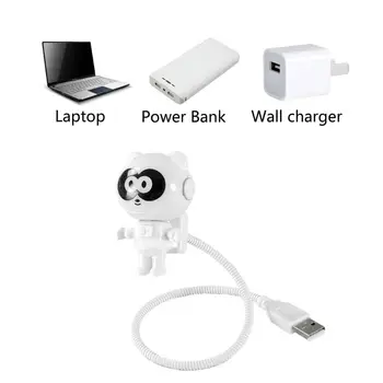 

Flexible Cute Panda USB Powered Mini LED Night Light With ON OFF Switch Reading Lamp Bulb for Laptop PC Powerbank Charger