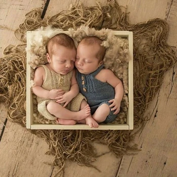 

Newborn Jute Backdrop Blanket Baby Photography Prop Chunky Burlap Layer Net Photography Blanket