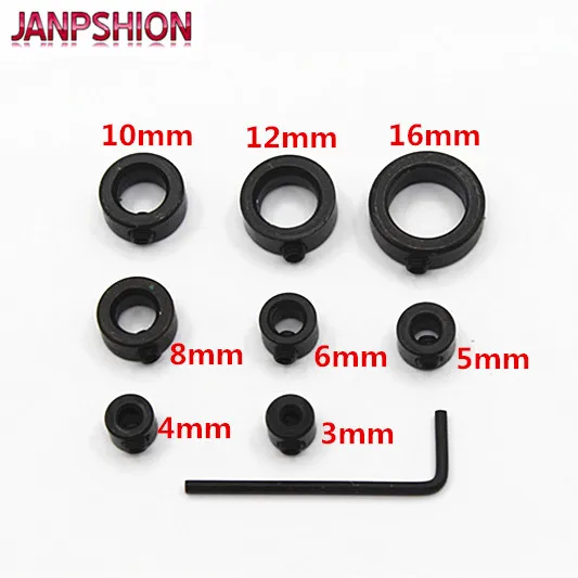 

8pcs Drill Bit Depth Stop Collar Split Ring Woodworking Drills Clamping Device Positioner Hole Drill Press Collars +L-Wrench