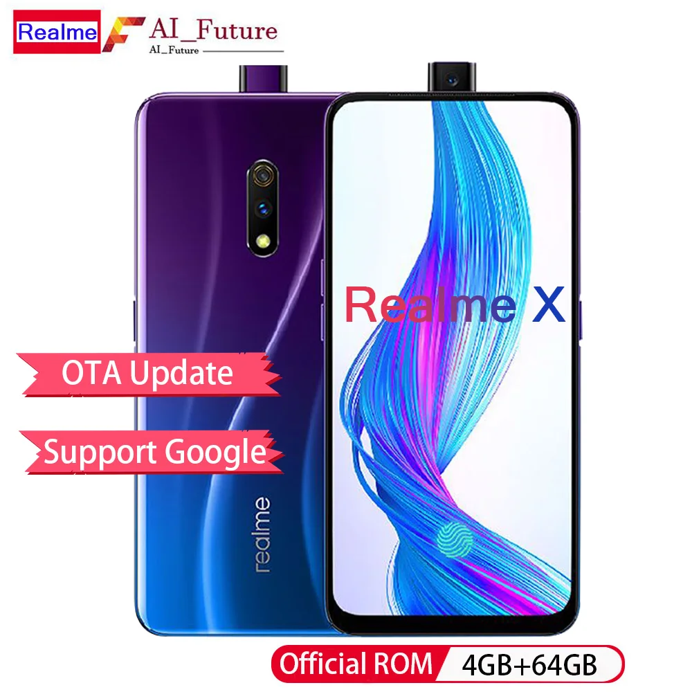 

OPPO Realme X 4G LTE Mobilephone 4GB 64GB Snapdragon710 6.53" AMOLED 3765mAh 48MP Fingerprint VOOC3.0 Type-C unlocked smartphone