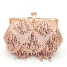 Angelatarch модная расшитая блестками Бриллиантовая решетчатая рама с кисточками на цепочке богемная Летняя женская сумка-мессенджер на Плечо Вечерняя сумка