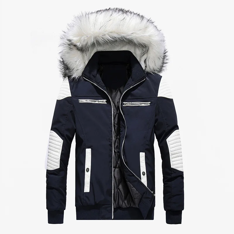 

Big Fur Hooded Autumn Winter Jacket Men Warm Casual Mens Winter Coat Fashion Streetwear Male Overcoat Parka Hombre