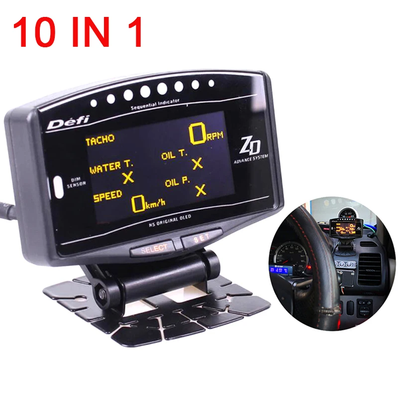 

Tachometers Auto Gauge 10 in 1 New Version Meter Digital Tachometer volt speed water temp oil press boost Kit tacometro rpm