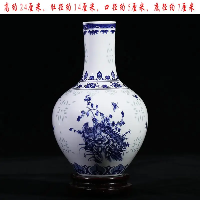 Костяного фарфора синие и белые цветы и Птица узор керамическая ваза Китайский хорошего качества ваза для ванной комнаты фарфоровые предметы мебели - Цвет: 4