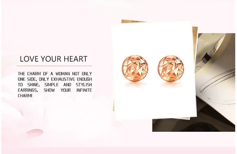 18k Gold Earrings Yellow Rose White New Fashion Trendy Women Ball Small Female Engaged Jewelry 2020 Hot Sale Party Classic Good