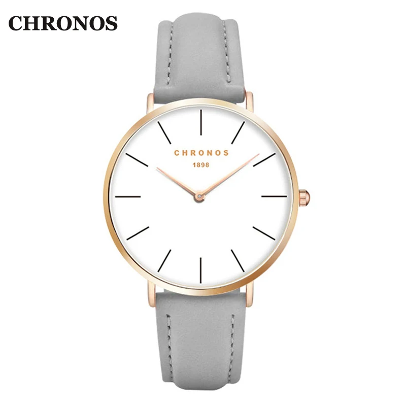 Часы Chronos 1898 мужские Роскошные повседневные женские кожаные кварцевые часы цвета
