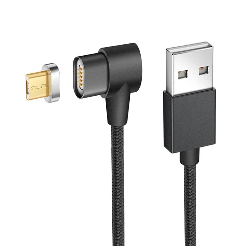 Micro USB кабель l-линия Магнитный кабель для зарядки 90 градусов USB зарядный кабель для iPhone X 8 7 6 Plus 5 5S usb type C USB C кабель - Тип штекера: Black