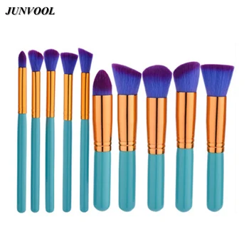 

10Pcs Makeup Brushes Purple Hair Superior Professional Soft Make Up Brush Foundation Powder Eyeshadow Cosmetic Set Green Gold