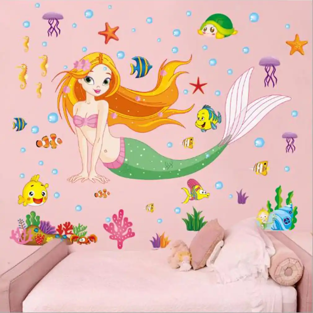 Pegatinas De Pared Bonitas De Princesas Y Sirena Para Dormitorio