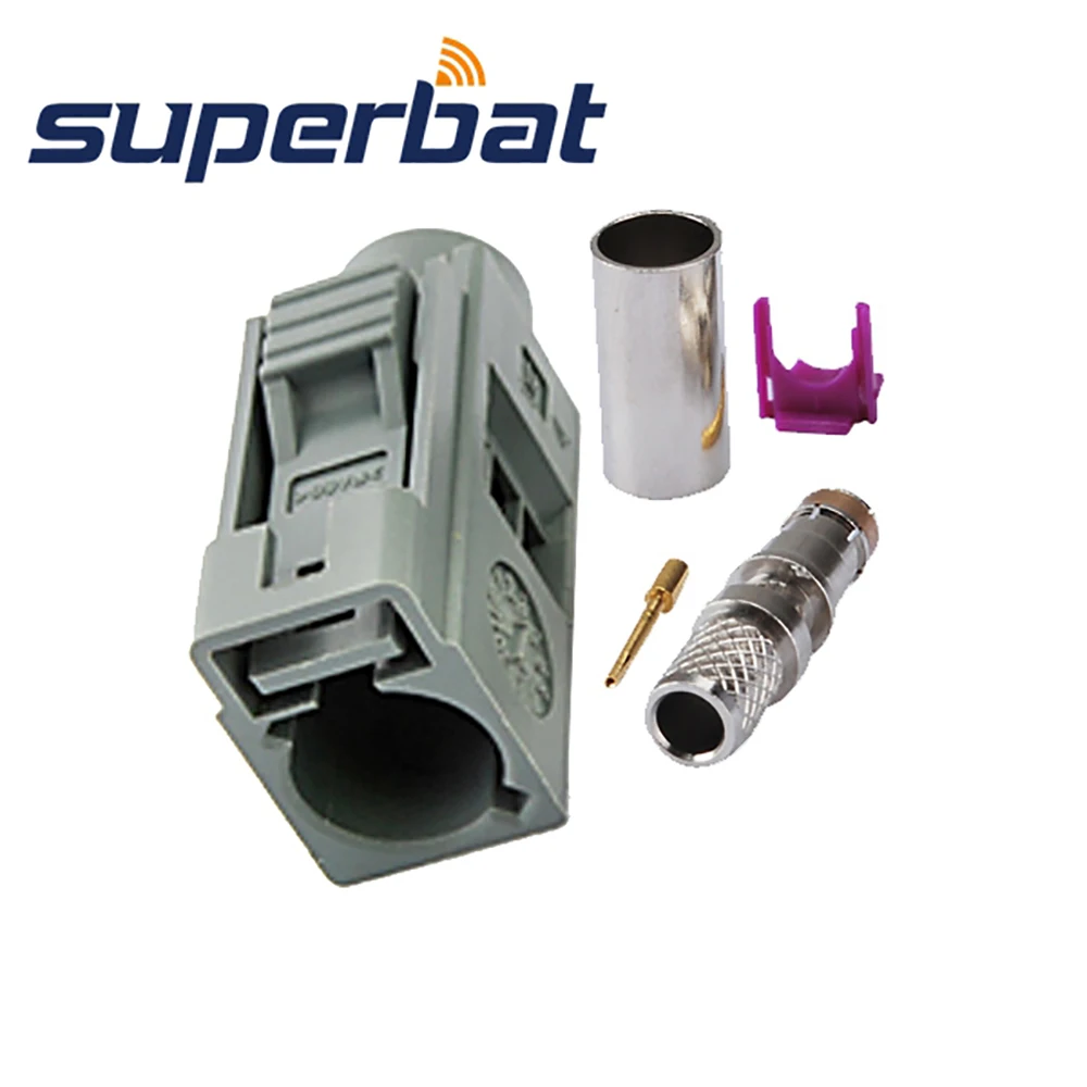 

Superbat Fakra G Crimp Jack Female Connector Grey Remote Control Keyless Entry for Coaxial Cable RG58 LMR195