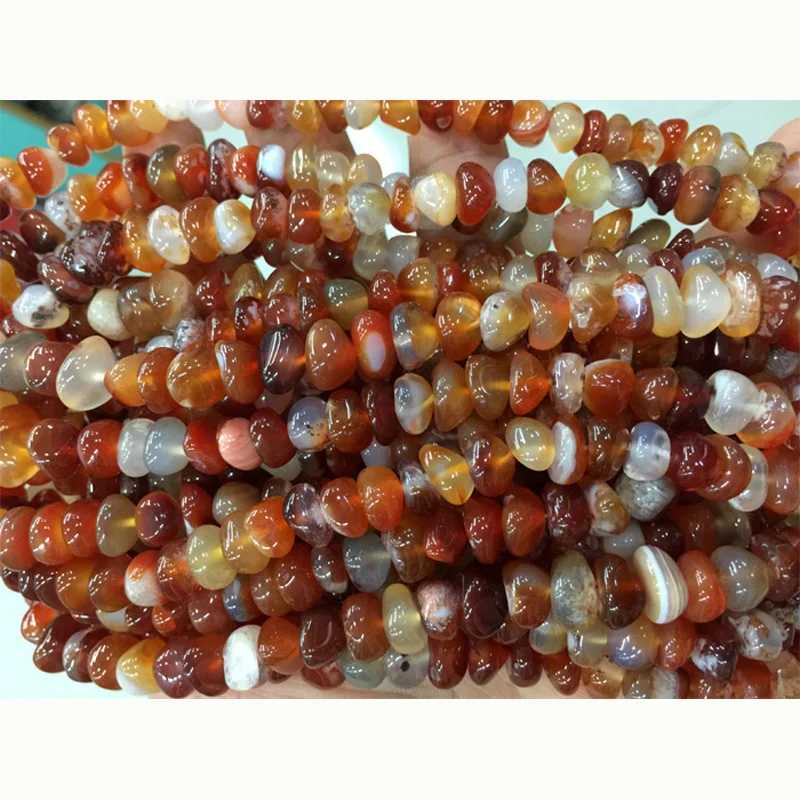 

Wholesale Natural Genuine Red Orange White Agate Carnelian Nugget Loose Beads Free Form Beads 6-9mm Fit Jewelry 15" 04054