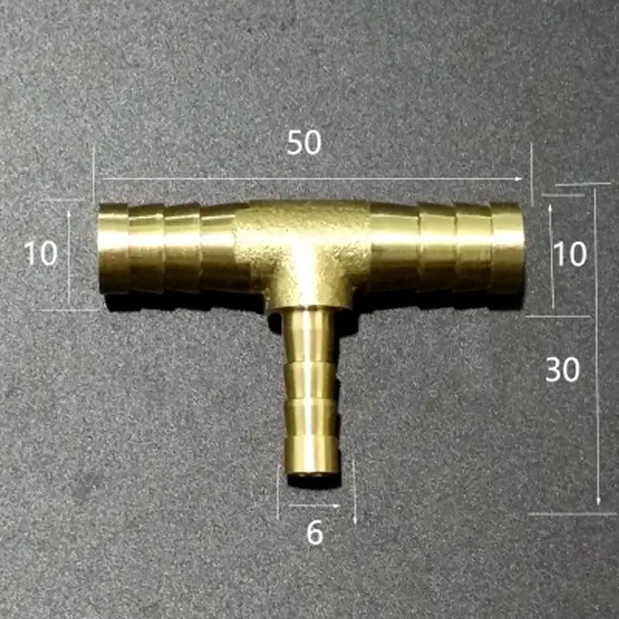 

Brass Hose Barb Reducer Fitting Tee 3 Way Splitter 10-6-10mm Water Gas