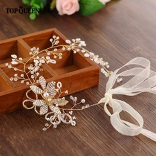 TOPQUEEN HP68 Свадебная лоза свадебные аксессуары для волос жемчуг и Кристалл бисером большие цветы Свадебная повязка вечерние украшения