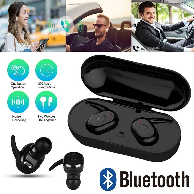 

Mini TWS V5.0 Bluetooth Earphone Twins True Wireless In-Ear Moblie Phone Ear Hook Earbuds Headset Waterproof HiFi Sport Earpiece