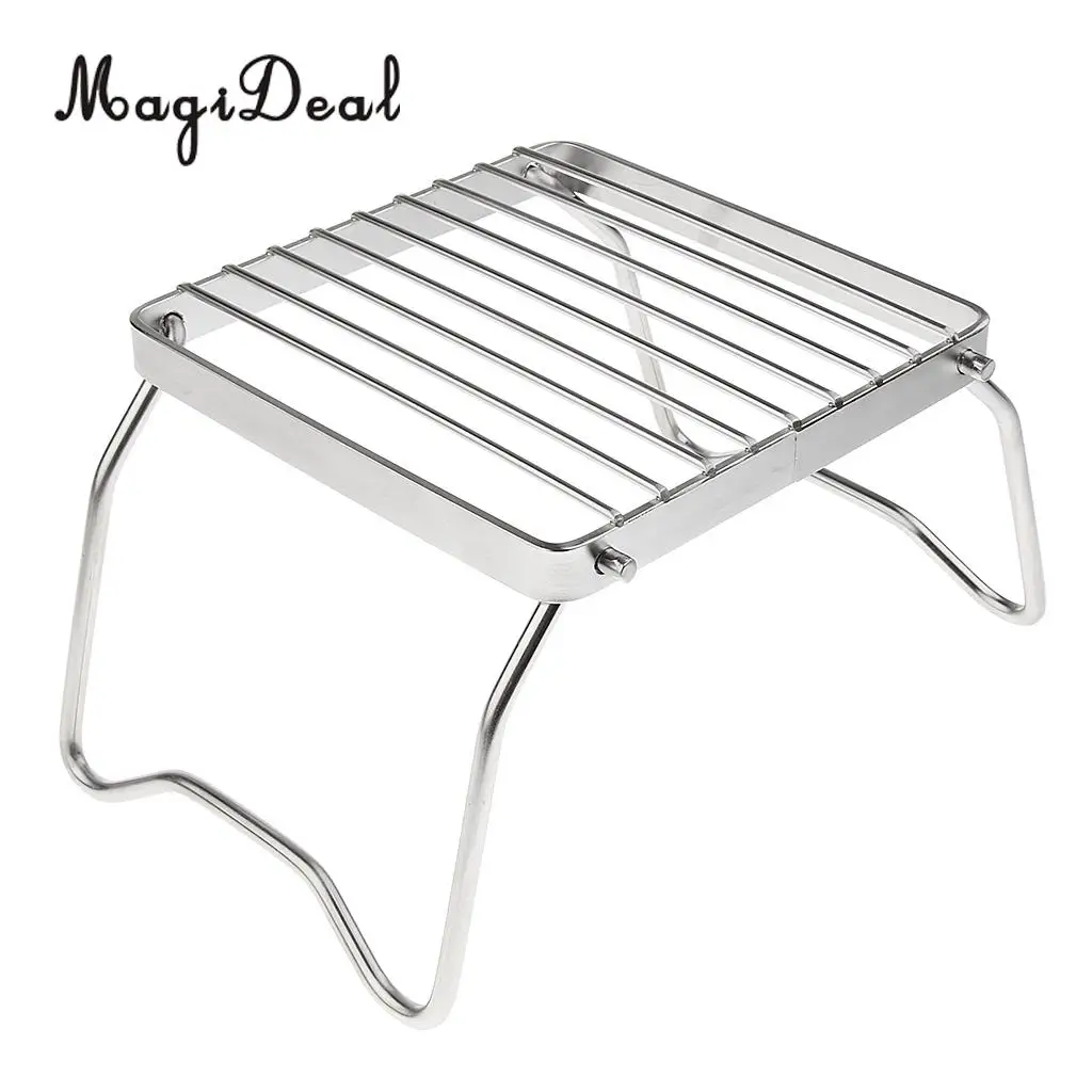 MagiDeal Outdoor Stainless Steel Foldable Stove Stand Rack Camping Pot Bracket Holder for Camping Hiking Travell Car Accessories