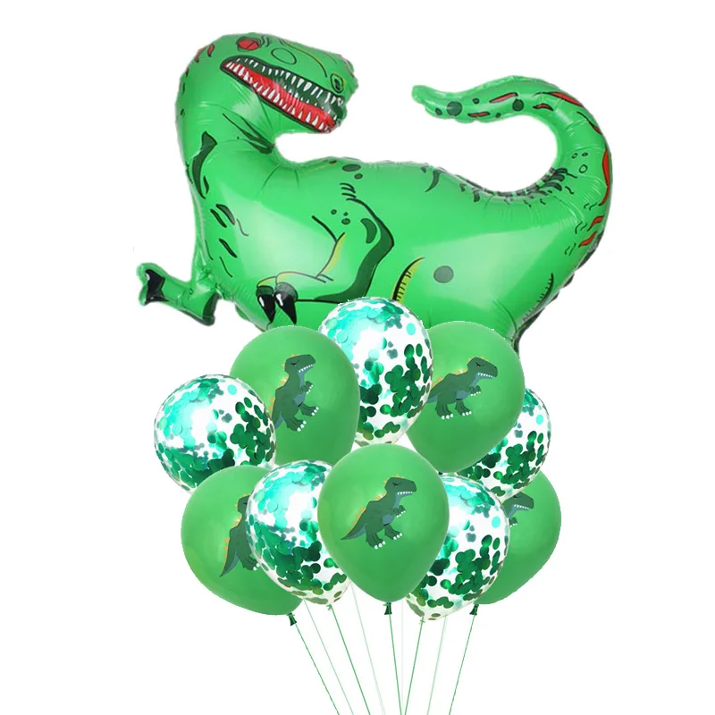 11 шт. латексные шары динозавра для вечеринки в честь Дня Рождения динозавра, фольгированные шары, Зеленый воздушный шар "Конфетти", вечерние принадлежности для детского душа в джунглях