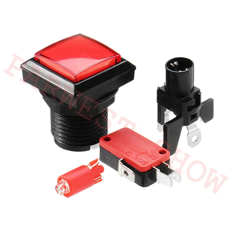 5 шт. 32*32 мм квадратная кнопка для игровых автоматов/световая кнопка с светодиодный подсветкой и Mircoswitch для DIY аркадных комплектов
