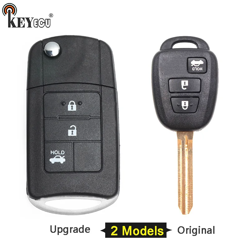 KEYECU for Toyota RAV4 Replacement Original/Modified Flip Remote Car Key Shell Case Fob 3 Button TOY43 Blade | Автомобили и