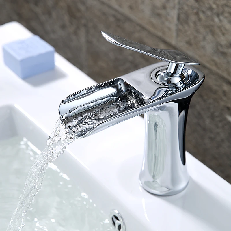 

Free ship Waterfall Chrome Basin Sink Faucet One Hole Handle Mixer Taps NEW