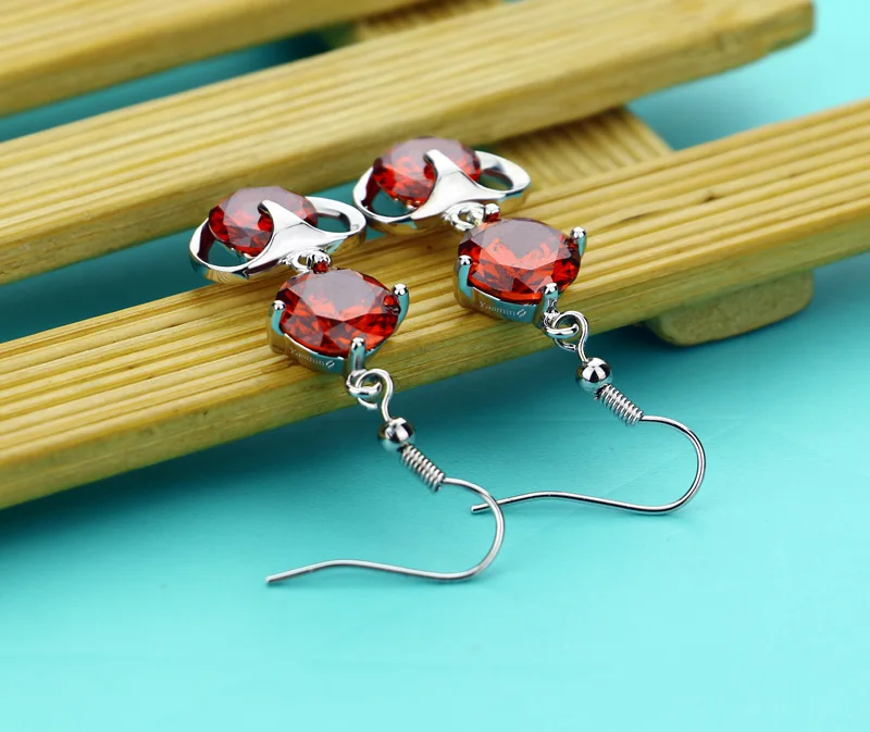 Женские серьги из серебра 925 пробы с красным цирконием|earrings fashion|silver fashion earringsearings