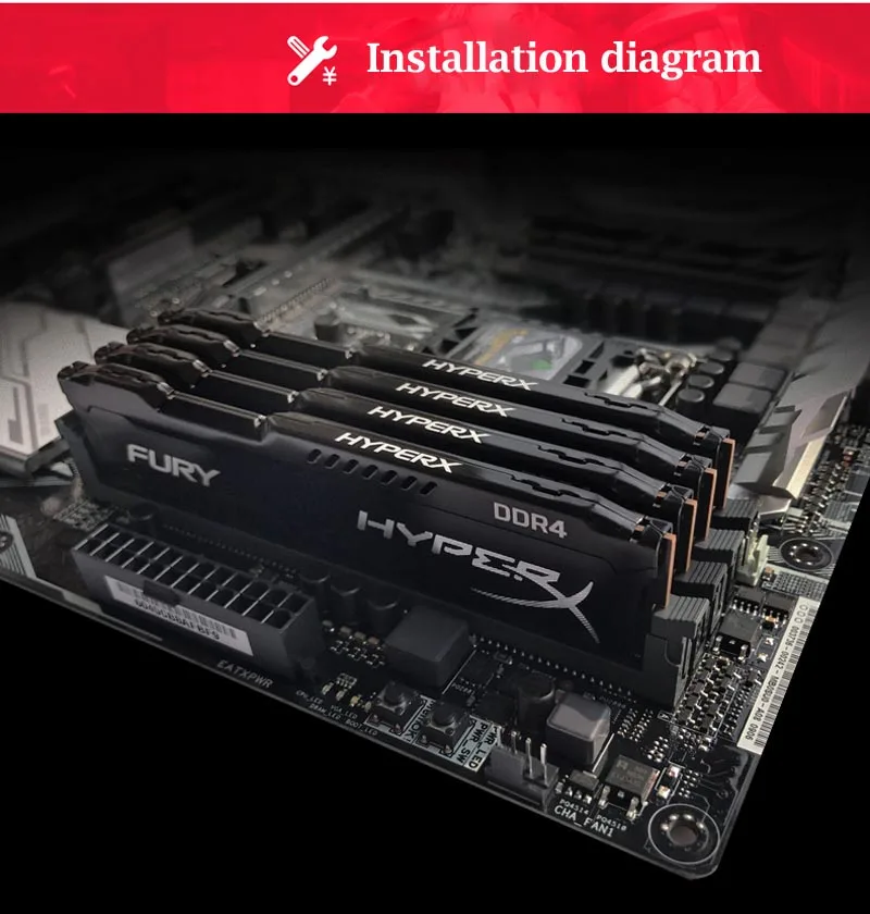 Kingston Hyperx Fury 1 шт Оперативная память DDR4 8 GB 3200 MHz черный для настольного компьютера игровой карты памяти DIMM дропшиппинг высокая Скорость Оперативная память S