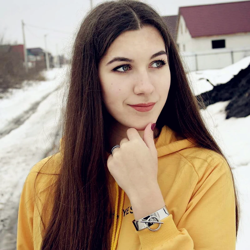 TBF Для мужчин и Для женщин Нержавеющая сталь Круглый Круг манжеты Браслеты любовник Манжеты Браслет Свадебные украшения с замком очарование