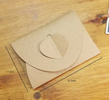 

New 10 pcs/lot 105*75mm Vintage Romantic Heart series Kraft Paper Envelope DIY Gift