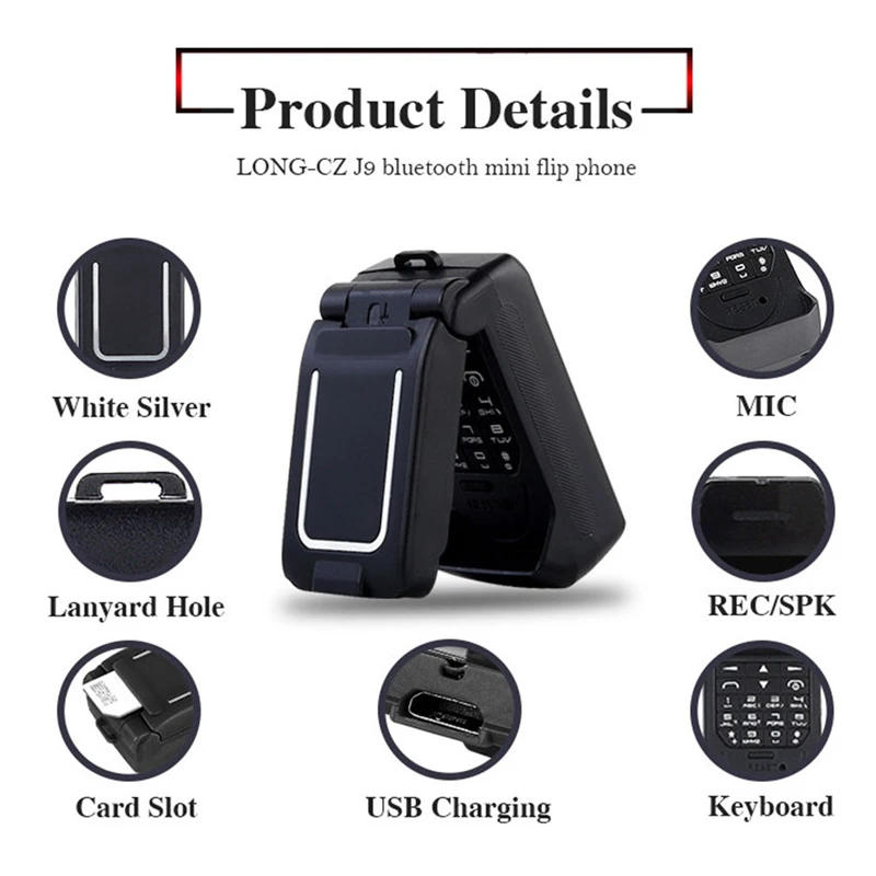 Супер мини флип мобильные телефоны беспроводной Bluetooth Dialer handsfree Мобильный