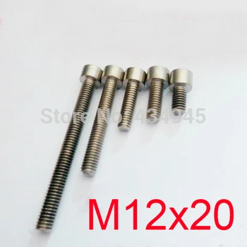 

20pcs M12x20 M12 Thread Diameter 20mm Length Hex socket head cap Ti screw Gr2 cup head Titanium bolts