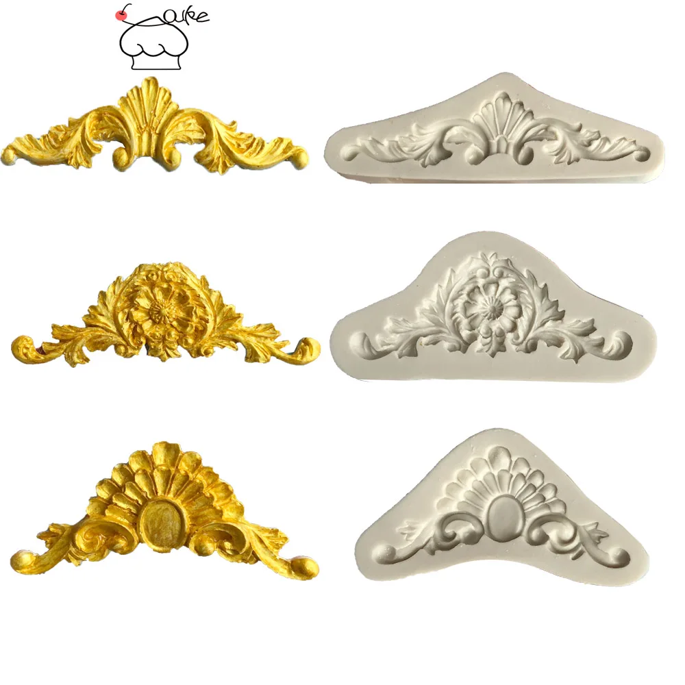 

Aouke European style retro lace Shaped Decorating Molds Cake Silicone Mold Sugarpaste Candy Chocolate Gumpaste Clay Mould