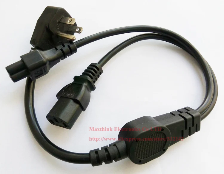2 в 1 плоский разъем Nema 5-15P к IEC 320 C13 C5 Y сплиттер шнур питания/кабель около 50