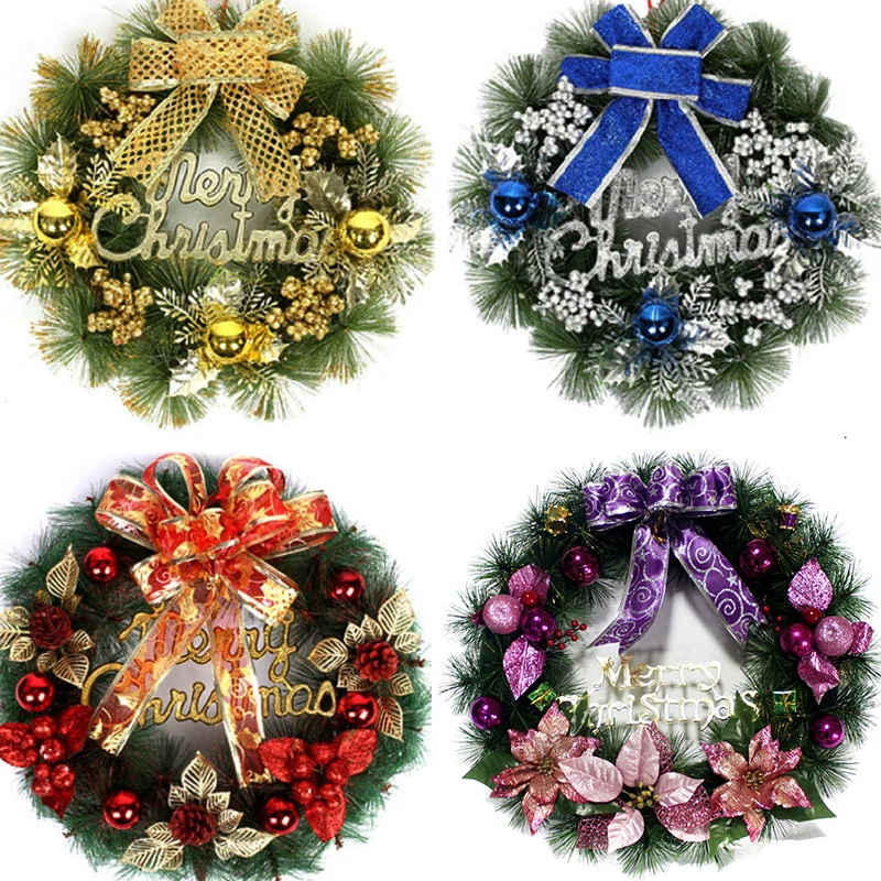 

30cm Christmas Plastic Wreath Garland Pendant for Xmas Tree Window Decoration New Year Creative Garland Ornament Wall Decor