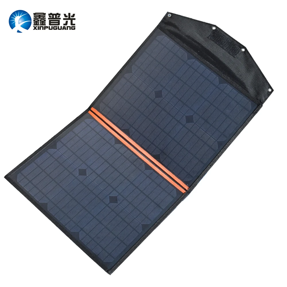 Xinpuguang Solar Charger 40W 18V 20W*2 Foldable Panel Bag 5V USB Output and 18V DC Output Portable for Smartphone Waterproof