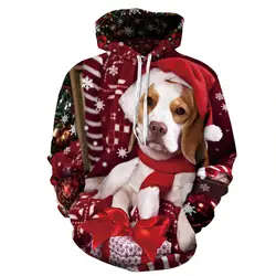 Для мужчин женщин толстовки милые Рождество Собака 3D принт свитер с капюшоном хип хоп пара пуловер уличная XXXL