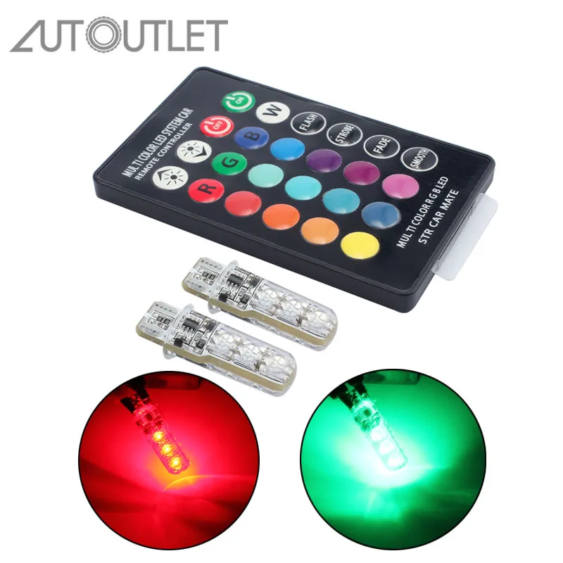 Авторозетка 2 шт. RGB T10 W5W светодиодный 194 168 5050 SMD Автомобильная купольная лампа для
