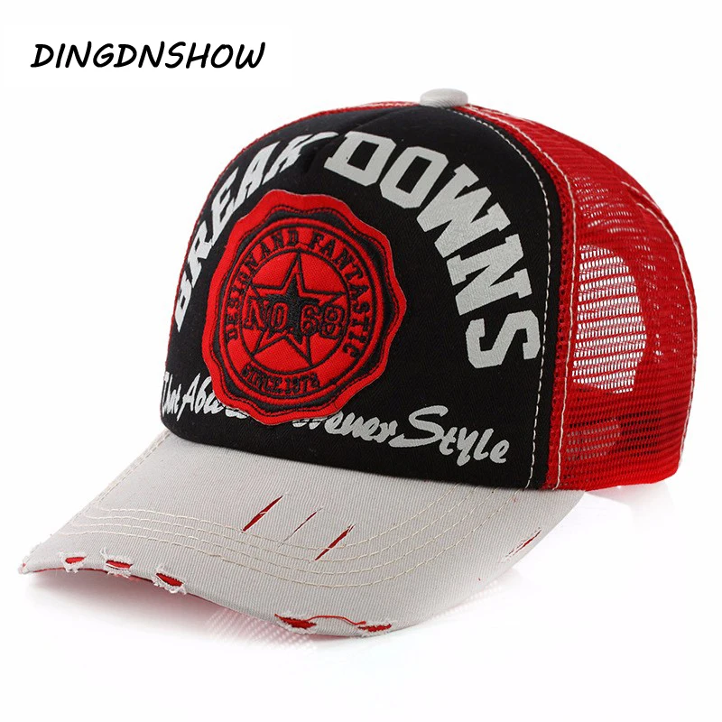 [DINGDNSHOW] бейсбольная кепка с сеткой для взрослых с буквенным принтом, летняя шляпа, модный стиль, хип-хоп шляпа для мужчин и женщин