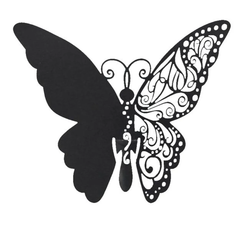 New 50 Pcs Butterfly Wine Glass Paper Card for Wedding Party White Wedding Party Decoration Table Seat Decoration #Q21R (11)