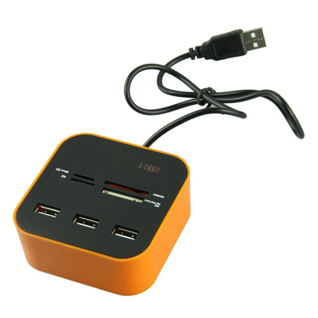 USB Hub USB 2.0 Hub Combo All In One Multi Card Reader With 3 Ports For MMC / M2 / MS USB Splitter Port PC Accessories