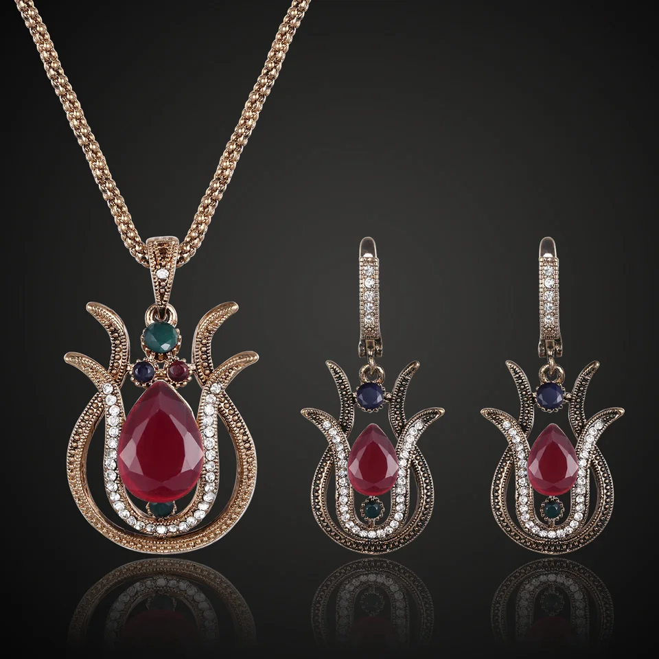 Supper Turkish Vintage Jewelry Sets Fine Women Resin Necklace Earring  Accessories Set Brand Russian Design Red Jewelry sets Man|necklace  neck|necklace namejewelry wholesa - AliExpress