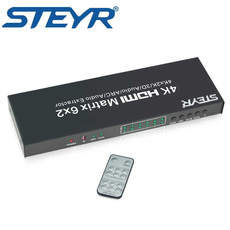 

STEYR HDMI Matrix 4x4 Switch Splitter 4 Input 4 Output True Matriz Matrix Support 1920x1080 at 60hz 3D with RS232,remote control
