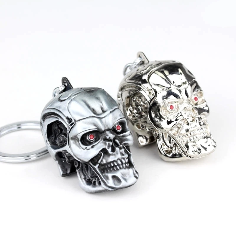 

Hot Movie Terminator 3D Skull Keychain High Quality Skeleton Head Metal Keyring Men Car Women Bag Jewelry Accessories