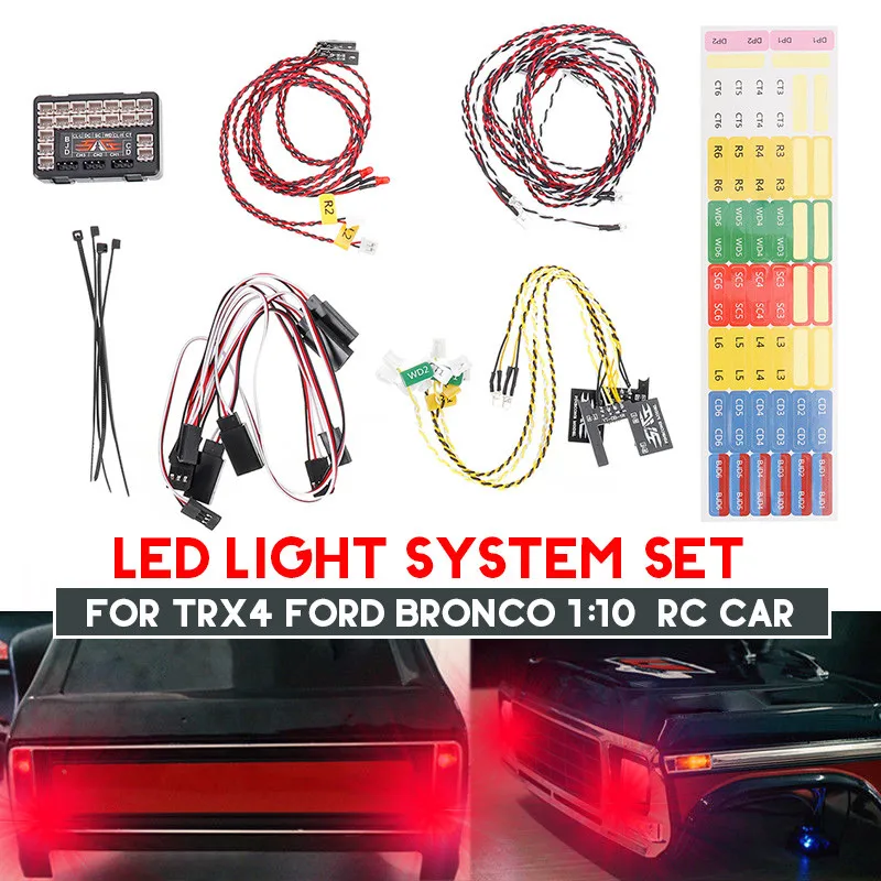

2019New 1/10 RC Car Front And Rear Led Light System Set For 1/10 RC Crawler Car Traxxas TRX4 for Ford Bronco Ranger